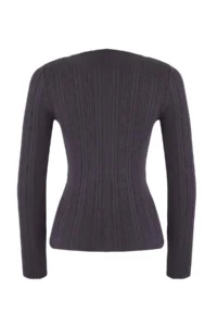 TRENDYOLMİLLA Wardrobe Essentials Anthracite Fitted Ribbed Knitwear Sweater | - Image 6