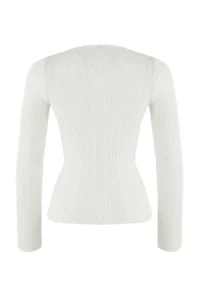 TRENDYOLMİLLA Wardrobe Essentials Ecru Fitted Ribbed Knitwear Sweater | - Image 6