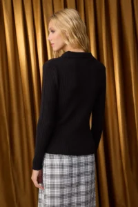 TRENDYOLMİLLA Special Collection Black Mercerized Look Premium Thread Collar tied up Knitwear Sweater - Image 4