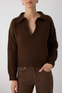 TRENDYOLMİLLA Wardrobe Essentials Brown Soft textured Wide Pattern Knitwear Sweater | - Image 3