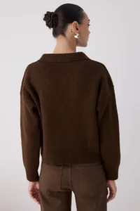 TRENDYOLMİLLA Wardrobe Essentials Brown Soft textured Wide Pattern Knitwear Sweater | - Image 4