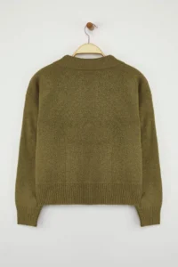 TRENDYOLMİLLA Wardrobe Essentials Khaki Soft textured Wide Pattern Knitwear Sweater | - Image 6