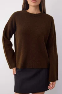 TRENDYOLMİLLA Wardrobe Essentials Brown Soft textured Wide Pattern Basic Knitwear Sweater | - Image 3