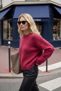 TRENDYOLMİLLA Wardrobe Essenstials Fuchsia Soft textured Wide Pattern Basic Knitwear Sweater