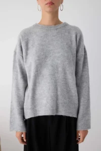 TRENDYOLMİLLA Wardrobe Essentials Gray Soft textured Wide Pattern Basic Knitwear Sweater | - Image 4
