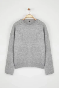 TRENDYOLMİLLA Wardrobe Essentials Gray Soft textured Wide Pattern Basic Knitwear Sweater | - Image 6