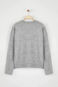TRENDYOLMİLLA Wardrobe Essentials Gray Soft textured Wide Pattern Basic Knitwear Sweater | - Image 7