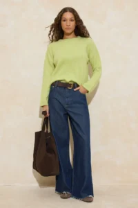 TRENDYOLMİLLA Wardrobe Essentials Light Green Soft textured Wide Pattern Basic Knitwear Sweater |