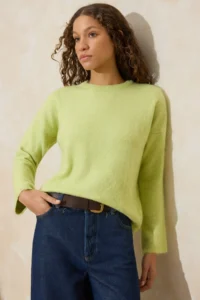 TRENDYOLMİLLA Wardrobe Essentials Light Green Soft textured Wide Pattern Basic Knitwear Sweater | - Image 2