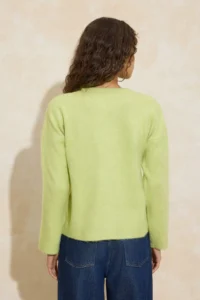 TRENDYOLMİLLA Wardrobe Essentials Light Green Soft textured Wide Pattern Basic Knitwear Sweater | - Image 4