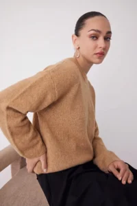 TRENDYOLMİLLA Wardrobe Essentials Camel Soft textured Wide Pattern Basic Knitwear Sweater | - Image 3
