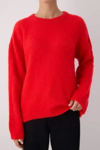 TRENDYOLMİLLA Wardrobe Essentials Red Soft textured Wide Pattern Basic Knitwear Sweater | - Image 3