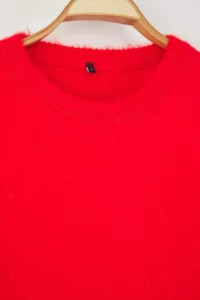 TRENDYOLMİLLA Wardrobe Essentials Red Soft textured Wide Pattern Basic Knitwear Sweater | - Image 6