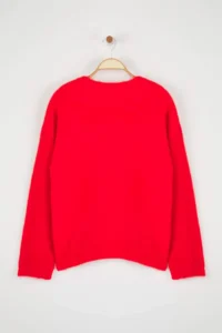 TRENDYOLMİLLA Wardrobe Essentials Red Soft textured Wide Pattern Basic Knitwear Sweater | - Image 7