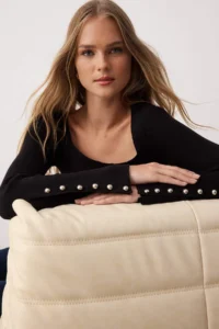 TRENDYOLMİLLA Black Mercerized Look Premium Thread/Special Thread Knitwear Sweater - Image 2