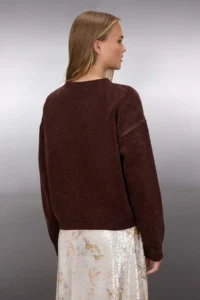 TRENDYOLMİLLA Brown Wide Pattern Special Thread Knitwear Sweater - Image 4