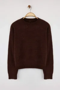 TRENDYOLMİLLA Brown Wide Pattern Special Thread Knitwear Sweater - Image 5
