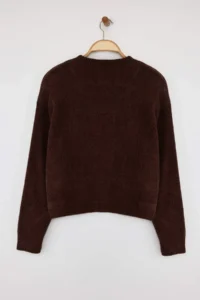 TRENDYOLMİLLA Brown Wide Pattern Special Thread Knitwear Sweater - Image 6