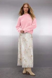 TRENDYOLMİLLA PINK Wide Pattern Special Thread Knitwear Sweater - Image 3