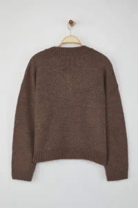 TRENDYOLMİLLA Wardrobe Essentials Mink Basic Wide Pattern Soft textured Knitwear Sweater | - Image 7