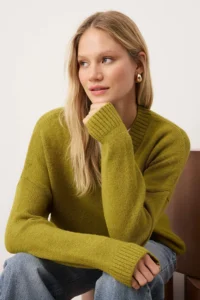 TRENDYOLMİLLA Wardrobe Essentials Oil Green Basic Wide Pattern Soft textured Knitwear Sweater |