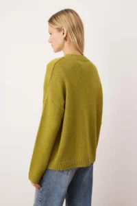 TRENDYOLMİLLA Wardrobe Essentials Oil Green Basic Wide Pattern Soft textured Knitwear Sweater | - Image 4
