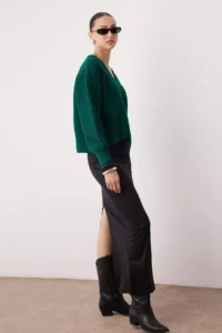 TRENDYOLMİLLA Emerald Green Soft textured Wide Pattern Basic Knitwear Sweater - Image 2