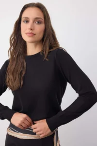 TRENDYOLMİLLA Wardrobe Essentials Black Premium Thread Basic Knitwear Sweater |