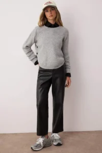 TRENDYOLMİLLA Gray Wide Pattern Soft textured Button Detailed Knitwear Sweater - Image 2