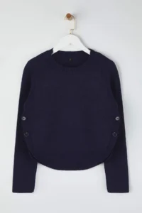 TRENDYOLMİLLA NAVY BLUE Wide Pattern Soft textured Button Detailed Knitwear Sweater - Image 5