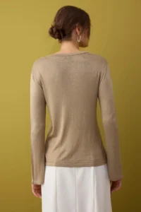 TRENDYOLMİLLA Mink V-neck Basic Knitwear Sweater | - Image 4
