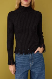 TRENDYOLMİLLA Black Short/Crop Skirt Detailed Knitwear Sweater - Image 3