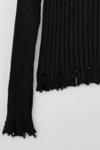 TRENDYOLMİLLA Black Short/Crop Skirt Detailed Knitwear Sweater - Image 6