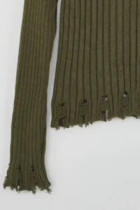 TRENDYOLMİLLA Khaki Short/Crop Skirt Detailed Knitwear Sweater - Image 6
