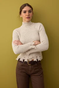 TRENDYOLMİLLA Stone Short/Crop Skirt Detailed Knitwear Sweater - Image 2