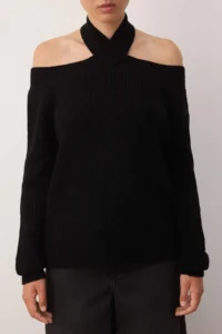 TRENDYOLMİLLA Black Collar Detailed Crop/Short Knitwear Sweater - Image 3