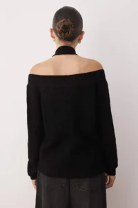 TRENDYOLMİLLA Black Collar Detailed Crop/Short Knitwear Sweater - Image 4