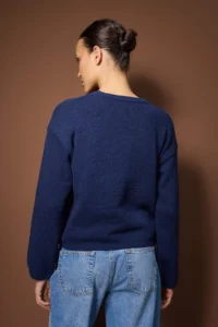TRENDYOLMİLLA Indigo More Sustainable Cotton Wide Pattern Basic Knitwear Sweater - Image 4