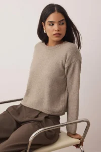 TRENDYOLMİLLA More Sustainable Mink Cotton Wide Pattern Basic Knitwear Sweater
