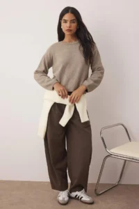 TRENDYOLMİLLA More Sustainable Mink Cotton Wide Pattern Basic Knitwear Sweater - Image 2