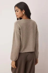 TRENDYOLMİLLA More Sustainable Mink Cotton Wide Pattern Basic Knitwear Sweater - Image 4