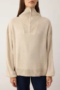 TRENDYOLMİLLA Stone Wide Pattern Zippered Knitwear Sweater - Image 3