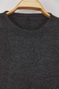 TRENDYOLMİLLA Anthracite Soft textured Flower pattern Embroidered Knitwear Sweater - Image 7