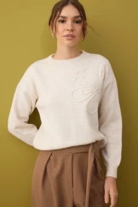 TRENDYOLMİLLA Stone Soft textured flower patterned Knitwear Sweater - Image 2