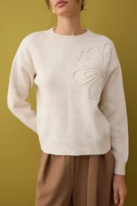 TRENDYOLMİLLA Stone Soft textured flower patterned Knitwear Sweater - Image 3