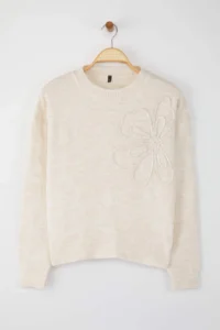 TRENDYOLMİLLA Stone Soft textured flower patterned Knitwear Sweater - Image 5