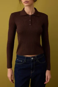 TRENDYOLMİLLA Brown-Red 2 Sets Basic Short/Crop 2 Sets Paket Knitwear Cardigan-Sweater - Image 6