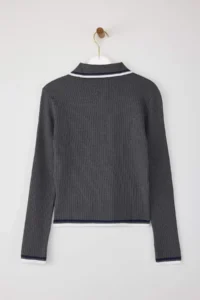 TRENDYOLMİLLA Gray-Black 2 Sets Basic Short/Crop 2 Sets Paketl Knitwear Bodysuit Cardigan-Sweater - Image 10