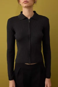 TRENDYOLMİLLA Gray-Black 2 Sets Basic Short/Crop 2 Sets Paketl Knitwear Bodysuit Cardigan-Sweater - Image 3