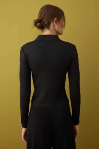TRENDYOLMİLLA Gray-Black 2 Sets Basic Short/Crop 2 Sets Paketl Knitwear Bodysuit Cardigan-Sweater - Image 4